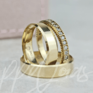 ALIANÇAS ITALIA 5MM KIT OURO 18K