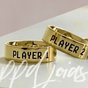 ALIANÇAS PLAYER 1 E 2 OURO 18K
