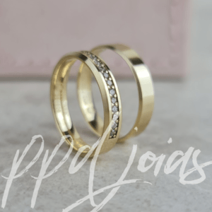 ALIANÇAS ITÁLIA CRAVEJADO OURO 18K